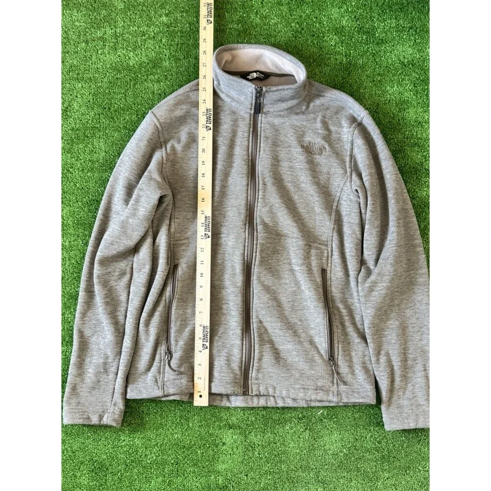 The North Face Men’s Gray Full Zip Fleece Jacket Stand-Up Collar Size M